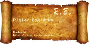 Rigler Boglárka névjegykártya